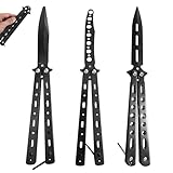 WANDGU 3 pezzi per allenamento a farfalla: coltello da allenamento per farfalle pettine in acciaio inossidabile con lama non levigata per principianti Coltello da allenamento Balisong, per allenamento