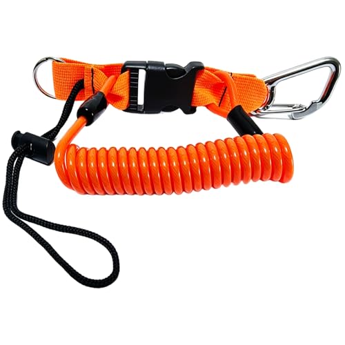 Cordón de cámara para buceo retráctil con bobina de resorte y correa de muñeca