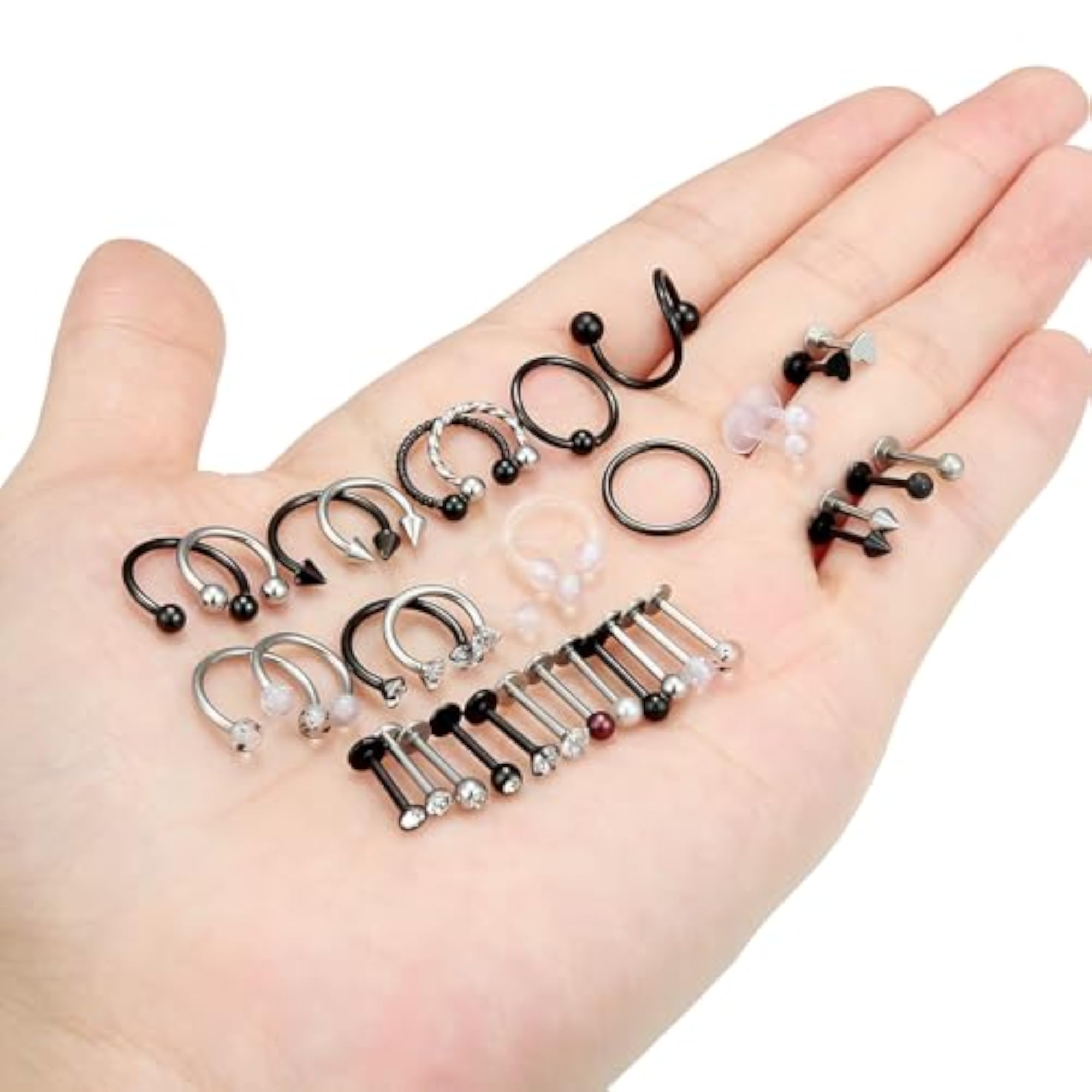 16G Stainless Steel Horseshoe Lip Rings, Snake Bite Piercing