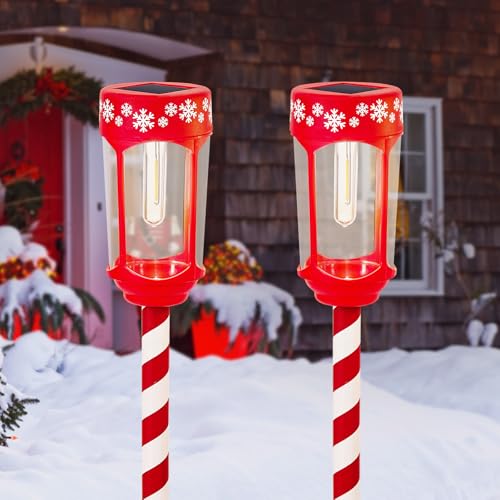 Huyieno 8Pk Solar Christmas Pathway Lights Decorative Outdoor Garden Path Lights Stainless Steel Solar Powered Landscape Lighting For Walkway Yard Garden Lawn thumb #2