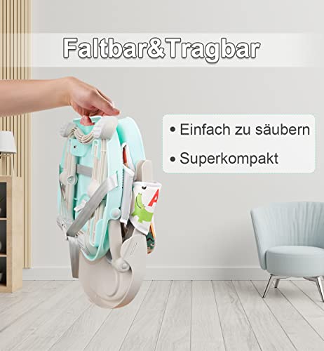 YOLEO Sitzerhöhung Stuhl Kind, Tragbarer Hochstuhl für Baby, nur 2 kg, Booster Sitz mit Sicherheitsgurt und Abnehmbarem Tablett und PU Kissen, Geeignet für Kinder von 6 bis 36 Monaten