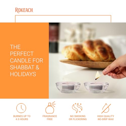 Rokeach Unscented Tea Lights Candles, (200 Count) 4.5 Hours | Votives Small Candles, Tea Lights Bulk for Shabbat, Home, Events, Holidays, Pool Side Decor, Weddings and Emergencies