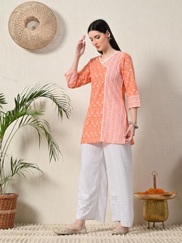 Image of feranoid White Chicken Embroidred Cotton Regular Fit Palazzo