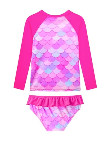 Girls Swimsuit Size 5-6 Years Old Rash Guard Bikini Sets Two Piece Bathing Suits Rose Scale Swimwear2