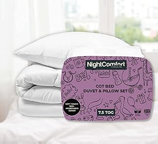 Night Comfort Cot Bed 7.5 Tog Microfibre Toddler Duvet and Pillow Set for Newborns, Baby Girls and Boys - Luxury All Season Cotbed Bedding Hypoallergenic Baby Duvet and Pillow