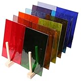 12 Bögen Buntglas Blätter, Buntglas Zubehör für Buntglas Projekte Vielfalt Mosaik Glas Kunst Buntglas Verschiedene Kathedrale Glas für DIY Home Decoration (Transparent, 10×10cm)