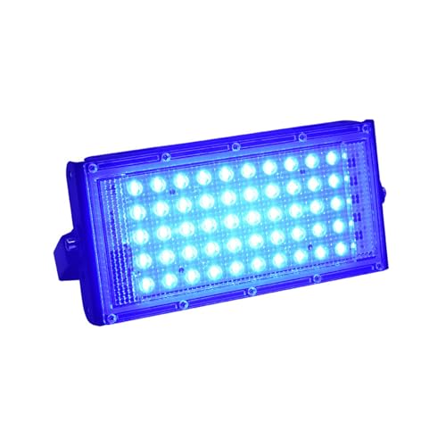 Foco Reflector LED Exterior 50W RGB, IP66 Impermeable Resistente al Agua, Fluorescente Lámpara de Escenario, para Halloween Bar Club DJ Discoteca Fiesta Pinta Corporal Gimnasio (Azul)