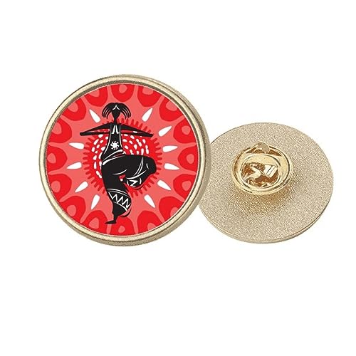 Broche ronde en métal doré Mexique danse M, cadeau idéal