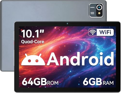 Hakaug Tablet 10 Inch Android OS Quad-Core 6GB RAM 64GB ROM 5000 mAh Battery 1280x800 Touchscreen Tablet-PC (Gray)