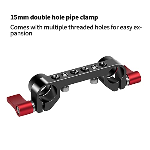 Image of 15mm Dual Railblock Clamp with 30cm Carbon Fiber Tube Rod for Dia 15mm Rod Rail System Follow Focus Camera Cage (2Pcs Clamp)
