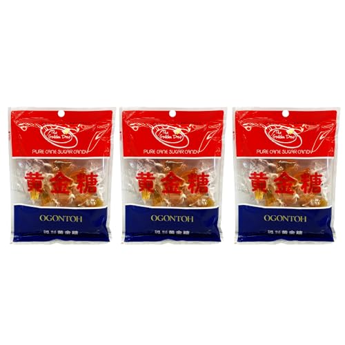 UMAYA - The Golden Drop Ogontoh Candy (2.2oz Per Pack) - Japanese Traditional Pure Cane Sugar Candies - Natural Hard Candy - No Colorings, Flavorings, or Additives - Individually Wrapped - Bundle of 3