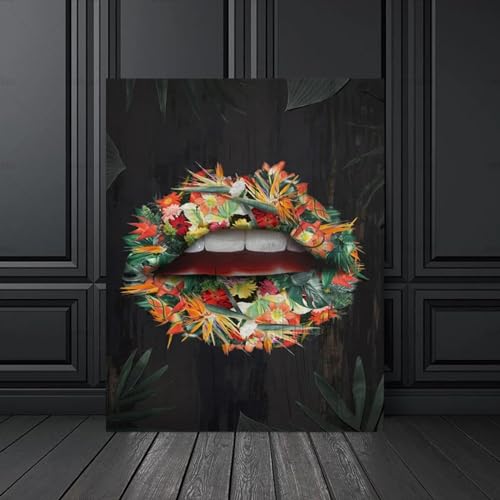 Idée de salon pour habiller un grand mur vide KEBIA toile fleurs