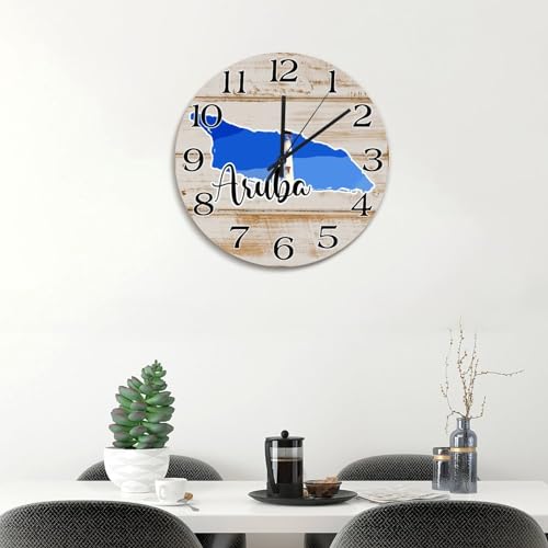 Horloge murale d'Aruba Landmark 38 cm carte décorative silencieuse à pile pour salon - 4