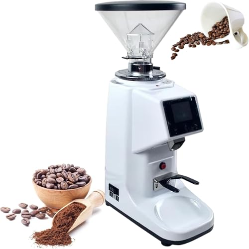 GQKVQ Molinillo de café Profesional de muelas Planas de,Capacidad para 500 ml de café en Grano, 19 ajustes de molienda de precisión (Fino a Grueso), Blanco/Negro - 500 ml