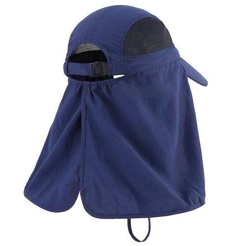 Image of Connectyle Men's Foldable Baseball Sun Cap with Removable Face Mask Neck Flap Cover UPF 50+ Sun Protection Fishing Hiking Hat