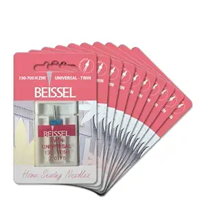 Beissel Twin Universal Needle | Size (75 to 100) Manufactured with German Technology | Suitable for All Home Sewing Machines (1 Needle per Card) (Size 90-4.0)