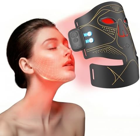 LED Light Therapy Mask, Rechargeable Red Light Therapy for Face w...
