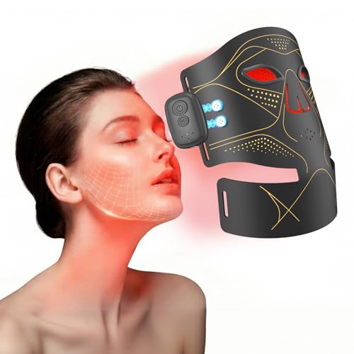 LED Light Therapy Mask, Rechargeable Red Light Therapy for Face with Multiple Light Modes, 3 Timers & 3 Brightness Levels, Detachable Controller for At-Home Skincare Use