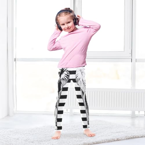 White Black Stripes Elephant Girls Casual Leggings for Kids Printed Long Pant Bottoms Stretch and Soft4