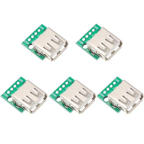 RASBEE 5個 USB 2.0 to DIP 4P コネクタ メスソケットUSB アダプタコネクタ ソルダープリント基板 4ピン DIY USB メス 変換DIP 4pin 携帯電話の電源アダプタボード