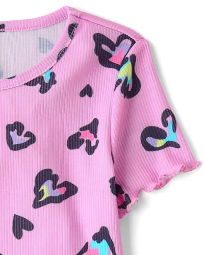 The Children's Place,Girls,Short Sleeve Top and Shorts,2 Piece Pajama Set,Pink Rainbow Hearts,X-Large - image 2