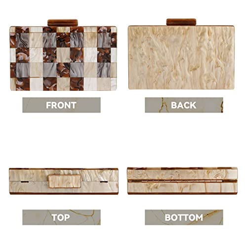 Image of YYW Acrylic Purses and Handbags with Marbling for Women Elegant Banquet Evening Crossbody Handbag Box Clutch
