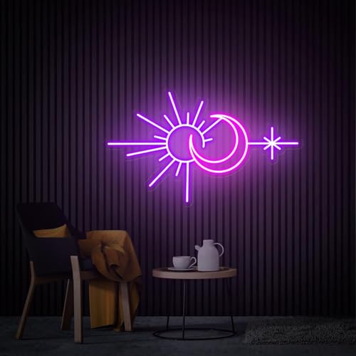 Image of Custom Sun and Moon Neon Sign for Wall Decor Personalized Sunshine Neon Decor for Bedroom Living Room Meditation Studio Boho Room Aesthetic Wall Art Decoration