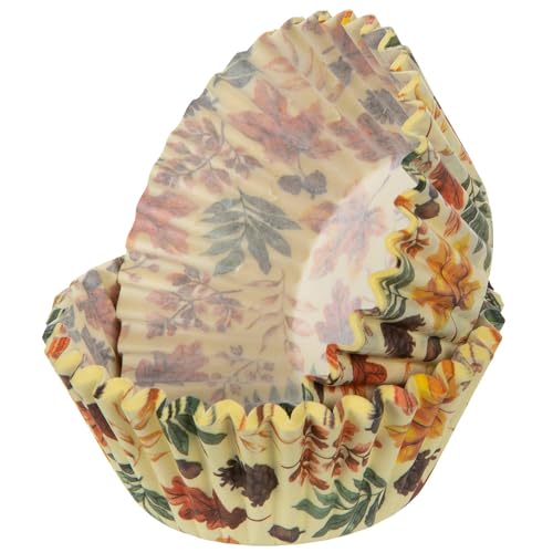 Show-Offs Autumn Fall Leaves Decorative Baking Cups - Patterned Paper Liners for Cupcakes, Muffins (Standard Sized) - 50 Count, Brown, 50330710
