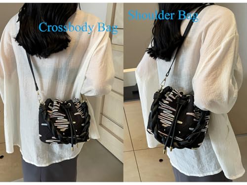 Image of Small Bucket Bags for Women, Mini Crossbody Tote Bag with Detachable Shoulder Strap, Girls Top Handle Handbag
