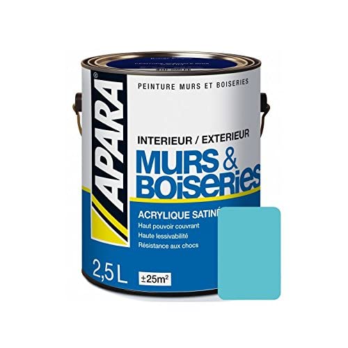 Peinture intérieure couleur, acrylique satinée 2.5 litres Bleu turquoise