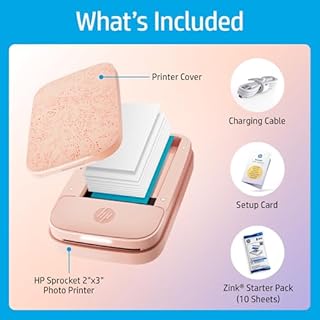 HP Sprocket Portable Photo Printer - Instantly Print 2x3 Sticky Backed Photos from Your Phone - Blush Pink Phone Photo Printer - Pocket Printer with Rechargeable Battery
