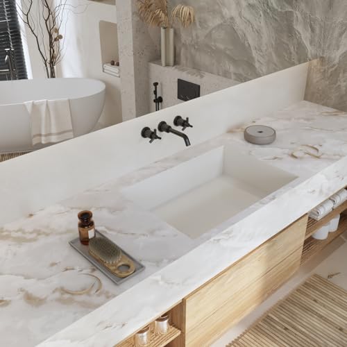 Papel pintado pared impermeable con efecto marmol beige y diseño autoadhesivo para muebles 3