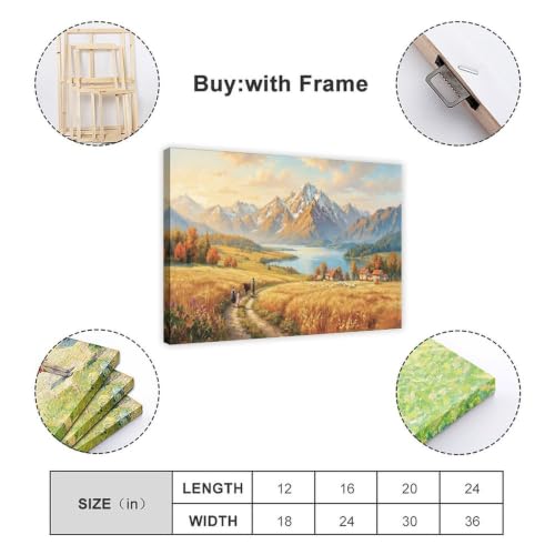 Impression sur toile d'automne Alpine Meadow pour décoration de chambre 50x75 cm - 2
