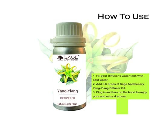 Image of Sage Apothecary Ylang Ylang Diffuser Oil Natural Aromatherapy Oil for Sleep and Relaxation - 125 ml