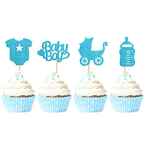 Keaziu 36 Pack Baby Shower Cupcake Toppers Boy Baby Cupcake Toppers Baby Shower Cake Cupcake Toppers Picks For Birthday Boy Party Decorations #TOP30