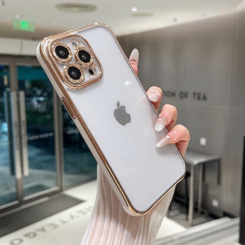 ZTOFERA for iPhone 16 ケース、クリスタルクリアアクリルバック、ソフトメッキエッジ、取り外し可能な電話レンズ、スリム透明バンパーケース for iPhone 16 ホワイト‌
