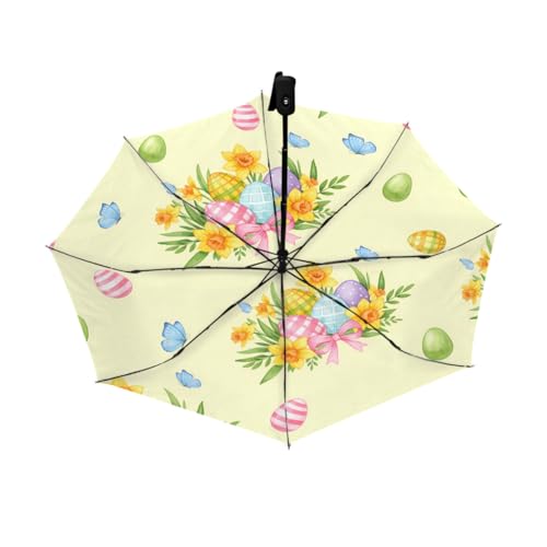 Parapluie de voyage automatique motif œufs de Pâques pour femmes et enfants