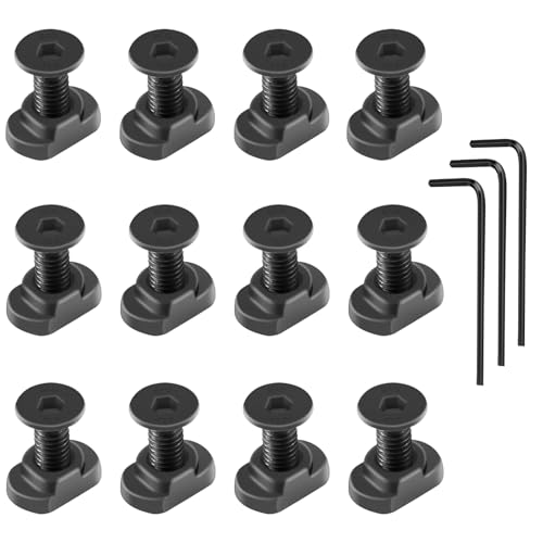 PUKESI 12 Set T-Nut and Screw Replacement Sets for M-Rails Mounting, Long Screws or Short Screws & Nuts Accessories with 3 Allen Wrenches (10mm Short Screws-12 Pcs)