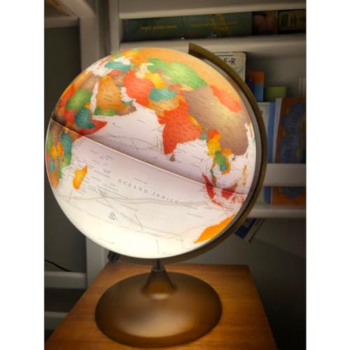 Globo Terrestre Iluminado Tecnodidattica Cartografia Físico Política Estilo Antigo Texto Português B