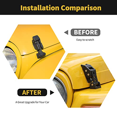 RT-TCZ Aluminum Hood Latches Catch Kit Accessories for Jeep Wrangler TJ 1997-2006 (Black)