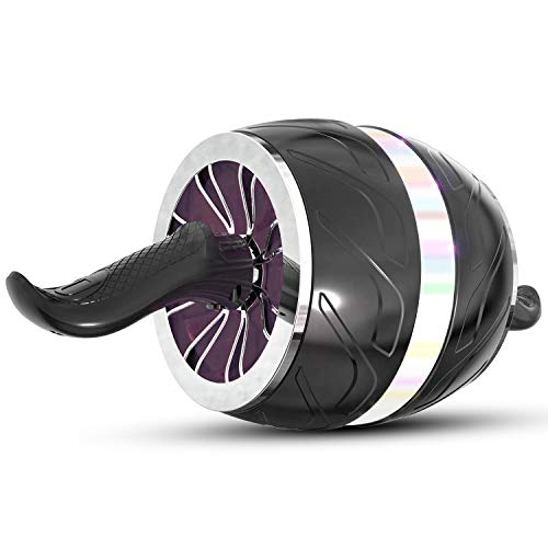 ROMIX Roue Abdominale, Entraînement de Abdominaux Muscle Fitness Équipement avec Poignées Ergonomiques et Tapis Épais pour Genoux, Multifonction AB Roller Wheel pour Domicile Exercices Musculation