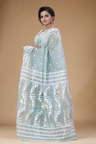 Image of OISHANI SAREE GHOR Women's Traditional Bengal Cotton Silk Soft Jamdani Saree - Authentic Design and Quality - No Blouse Piece