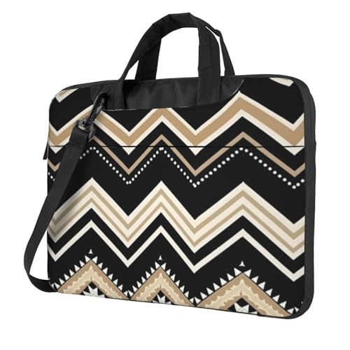 Sac ordinateur portable bandoulière homme femme zigzag noir et blanc