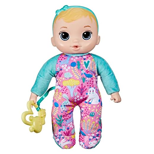 Baby Alive Soft ‘n Cute Doll, Blonde Hair, 11-Inch First Baby Doll Toy, Washable Soft Body, Toddlers Kids 18 Months and Up, Teether Accessory