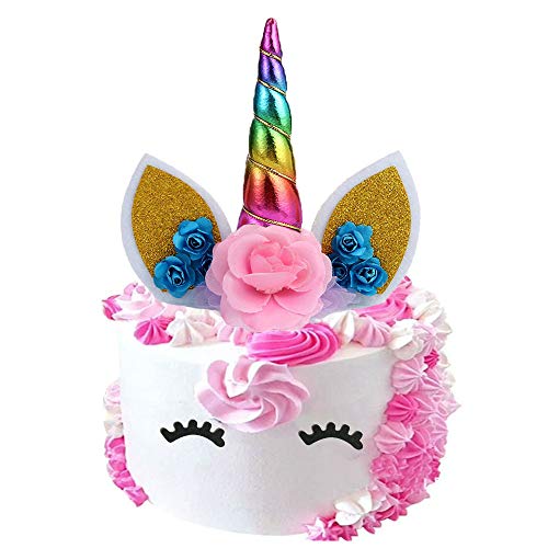 Boqopod Rainbow Unicorn Cake Topper Handmade Unicorn Cake Decoration For Birthday Party, Baby Shower And Wedding #TOP11