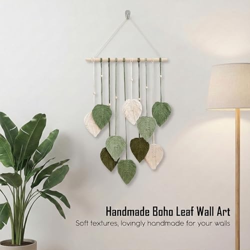Image of Nostrae by Ekhasa Macrame Wall Hanging Leaves | Boho Wall Hanging Big Size | Handmade Macrame Wall Decor for Bedroom, Living Room, Balcony & Nursery | Boho Theme Home Decor Tapestry