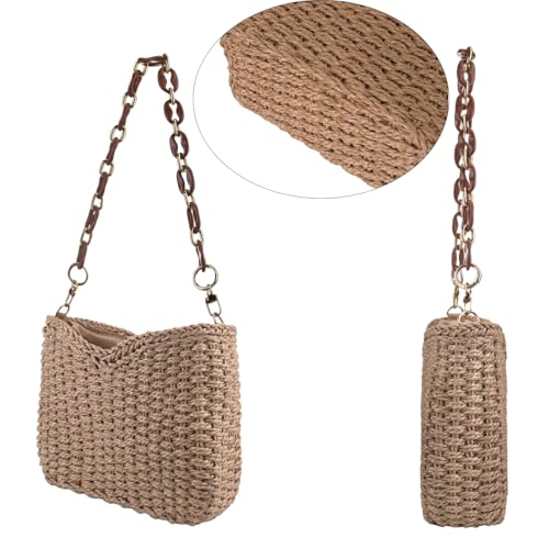Image of YYW Small Handmade Straw Bag for Women, Natural Summer Beach Shoulder Bag Rattan Crossbody Purse for Women