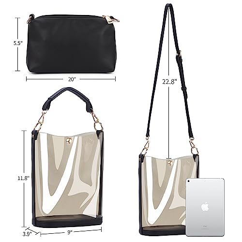 Semi-Clear Handbags, Jelly Transparent Clear Beach Shoulder Bag, 2 in 1 Bag4