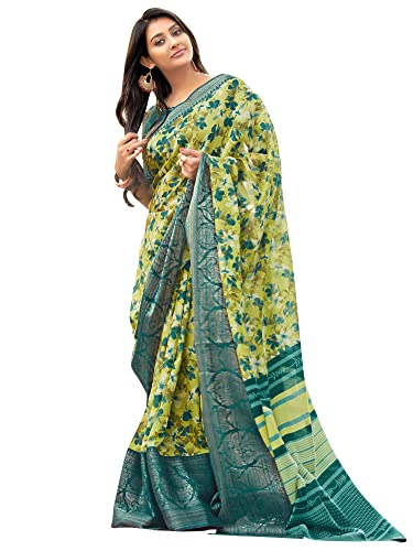 Image of AKHILAM Women's Sungudi Cotton Blend Paisley Printed Jacquard Work & Zari Border Saree With Unstitched Blouse Piece (MEERA17 SR Parent)