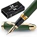 Wordsworth & Black Majesti Fountain Pen-(Green), Luxury Case, 24K Gold Finish; 18K Gilded Medium Nib- Ink Cartridges, Refillable Ink Converter-Calligraphy Pen-Best Business Gift Set for Men & Women